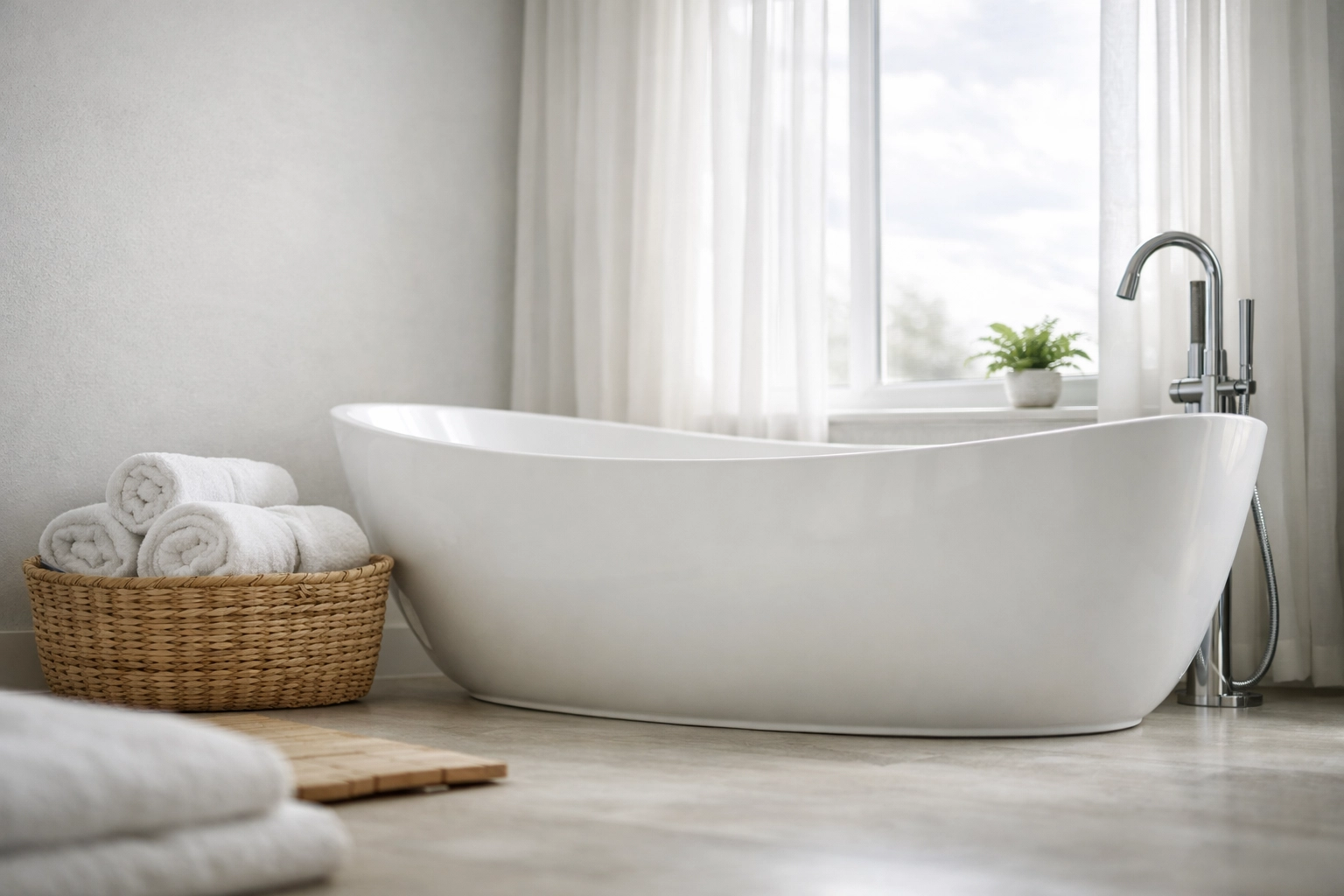 Luxury bathroom remodel Vancouver with freestanding soaking tub and natural light