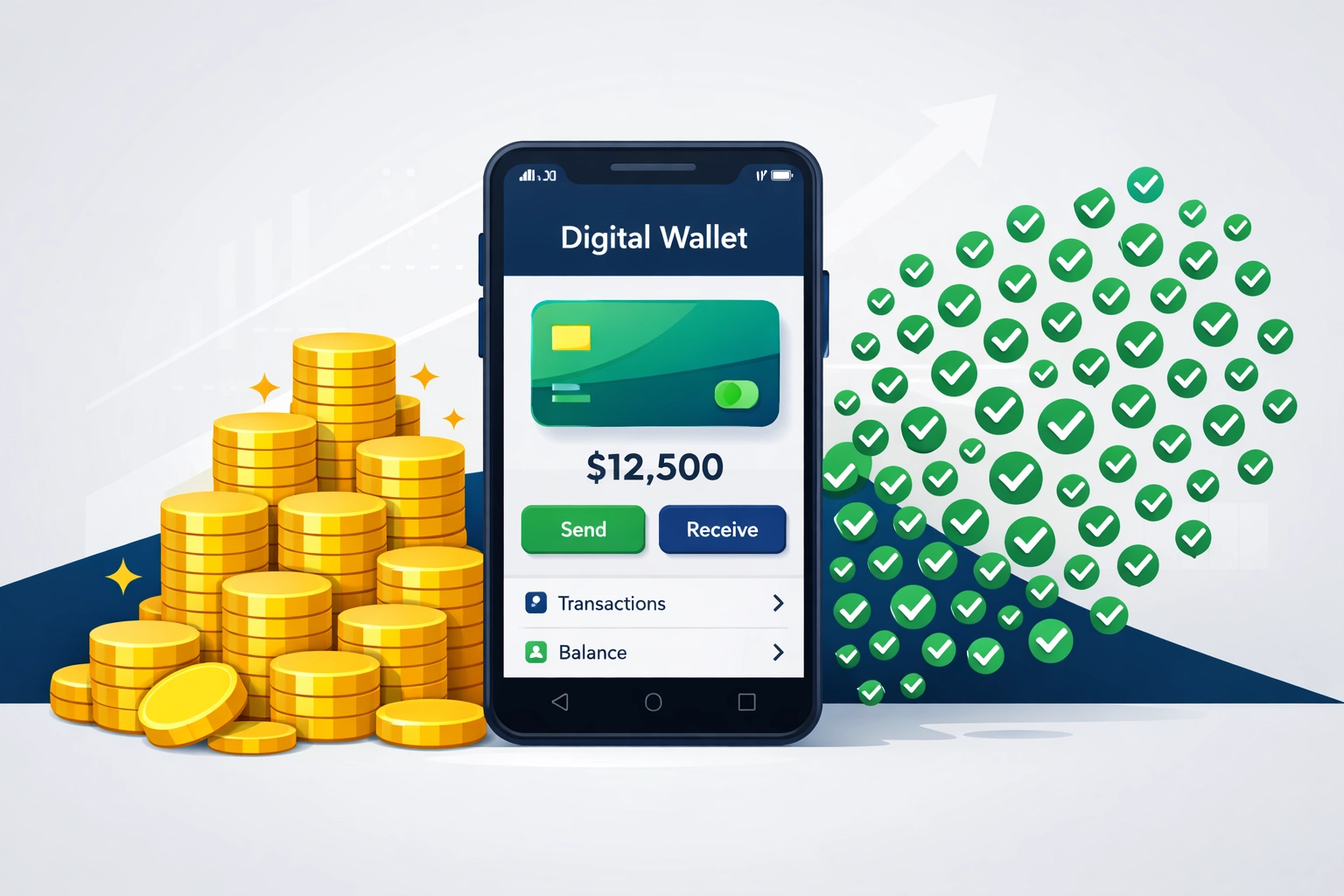 Digital wallet illustration representing 1099-K thresholds for high payment volume and transaction counts.