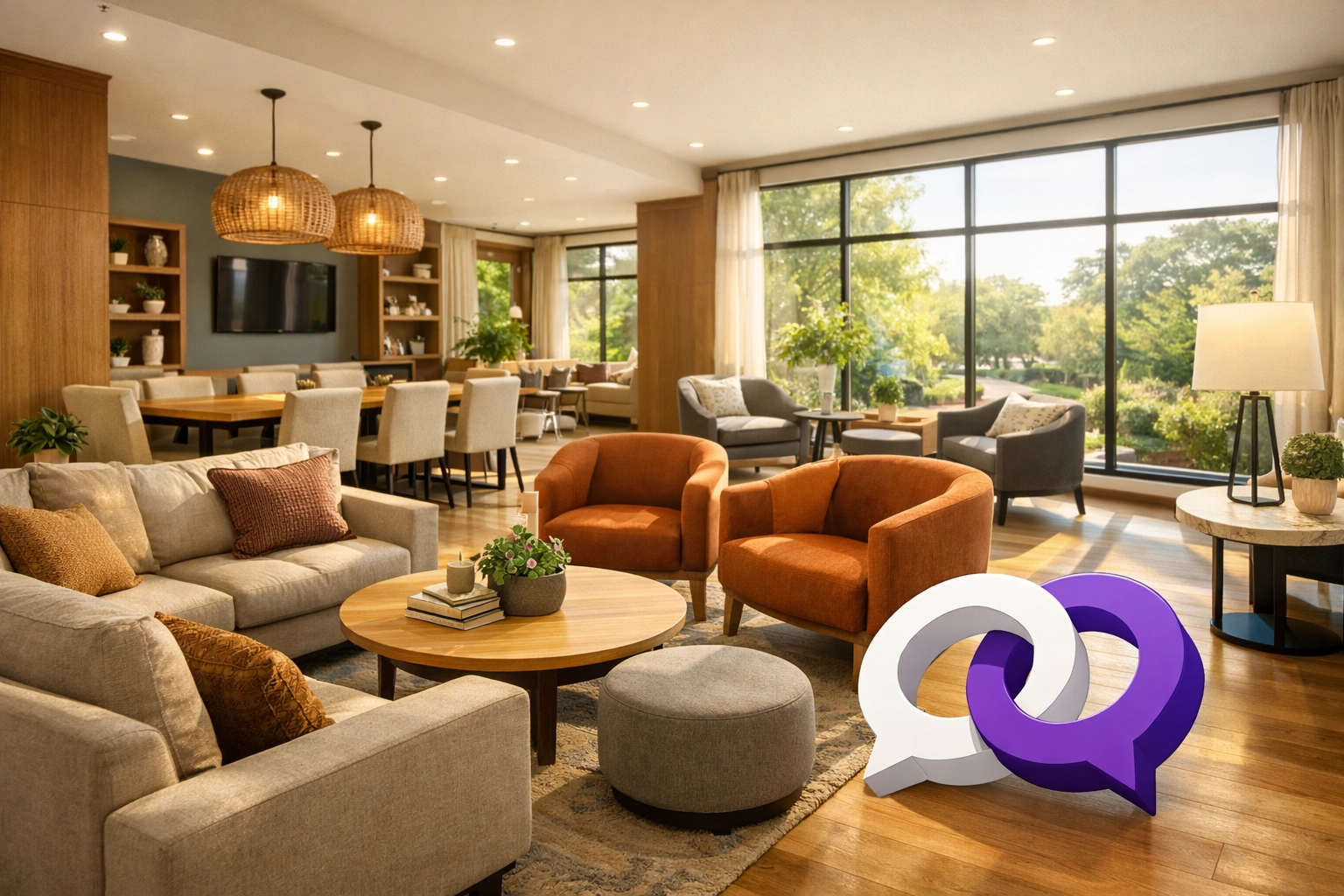 Bright communal resident lounge, representing community-focused block management in Essex.