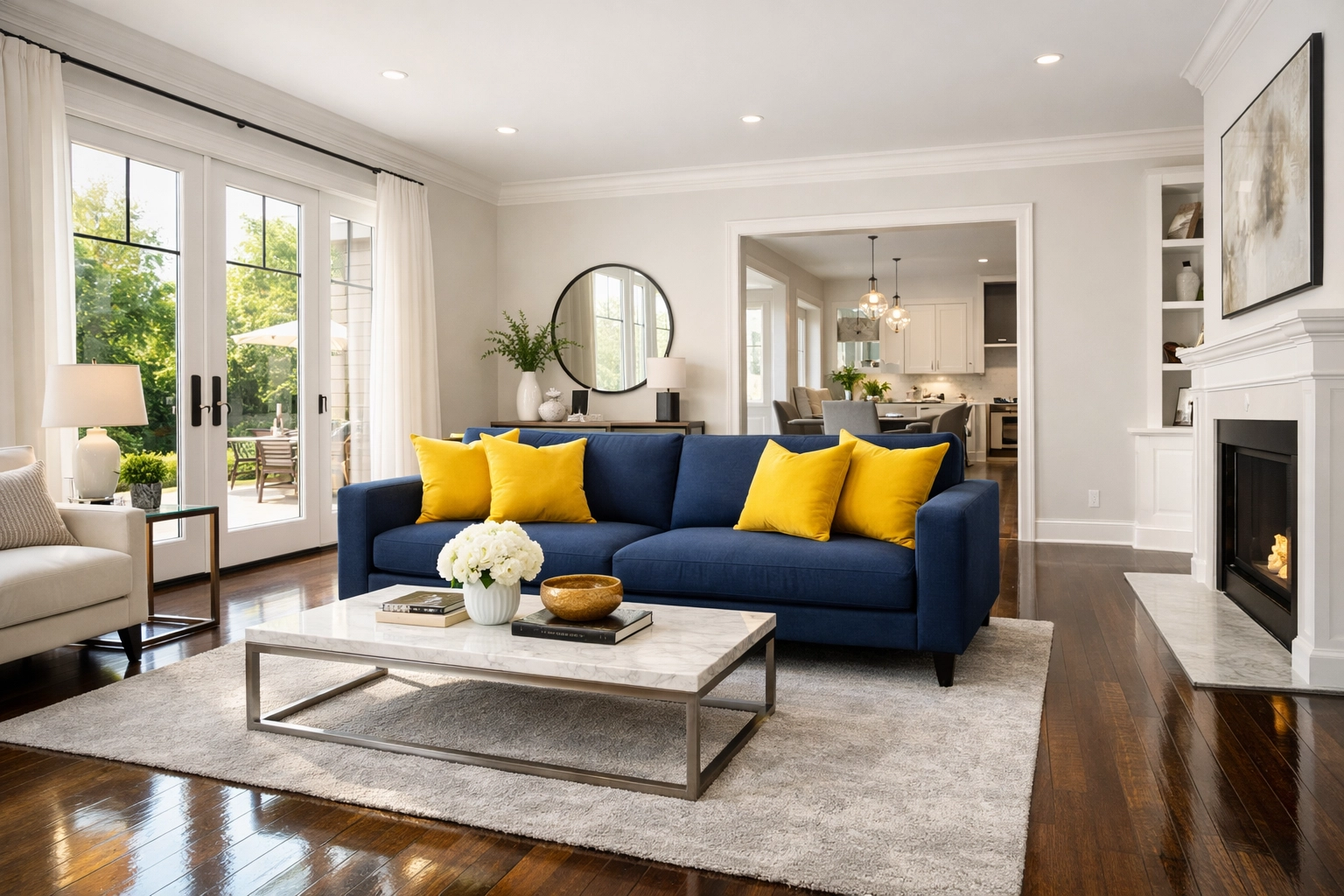 Spotless living room in Acton, MA after a professional weekly house cleaning service.