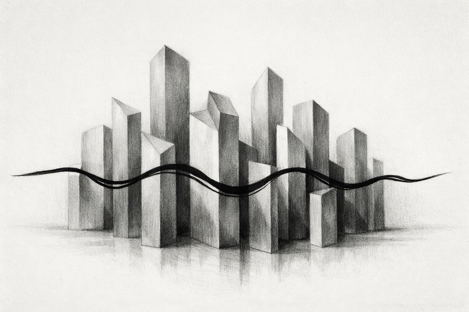 Artistic sketch of unified pillars symbolizing a cohesive brand architecture and identity.