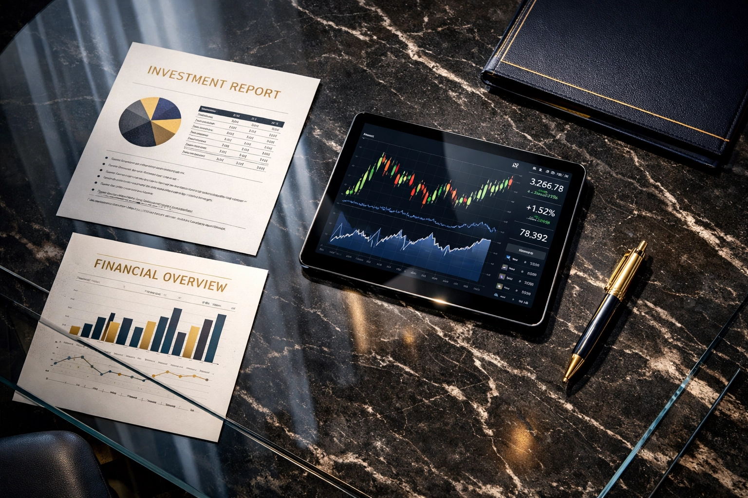 Financial documents and charts for accredited investor due diligence and investment analysis