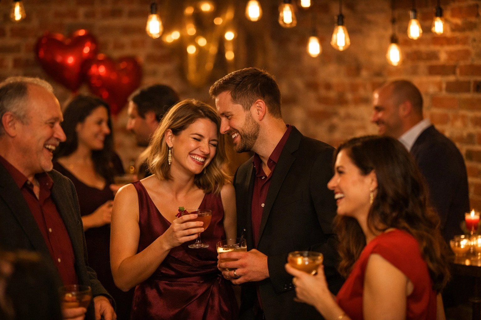 Valentine's Day cocktail event at downtown Boise venue with romantic ambiance