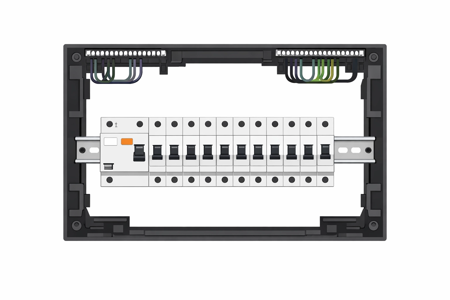 Sicherungskasten mit FI-Schalter für den Elektriker Notdienst Wien.