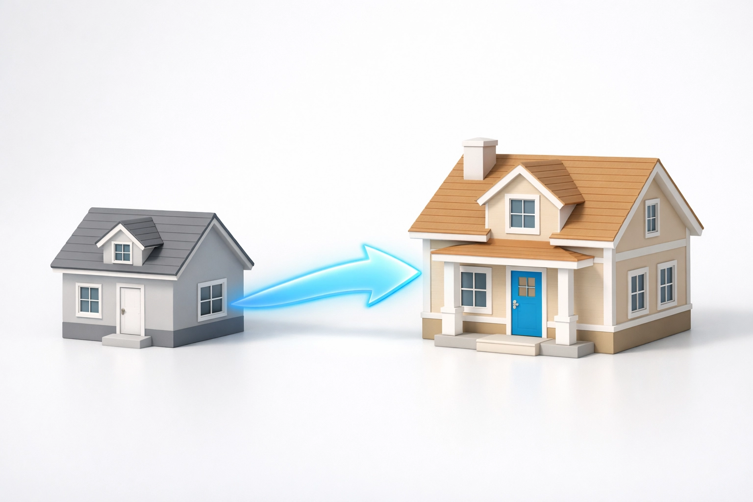 Home trade-in program illustration showing seamless transition between properties Home trade-in program illustration showing seamless transition between properties