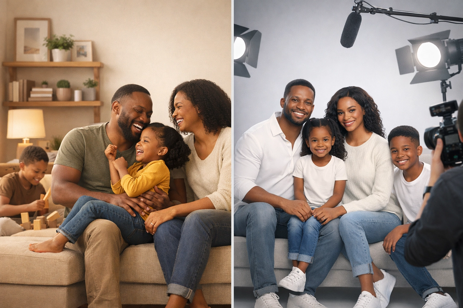 Comparison of authentic Black family representation versus staged marketing campaigns