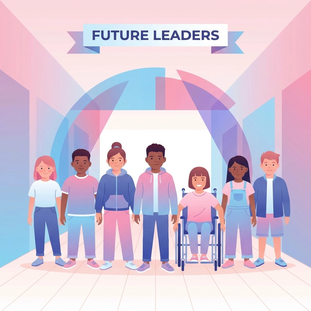 Confident school children standing tall in a hallway, symbolizing self-defence and empowerment in education