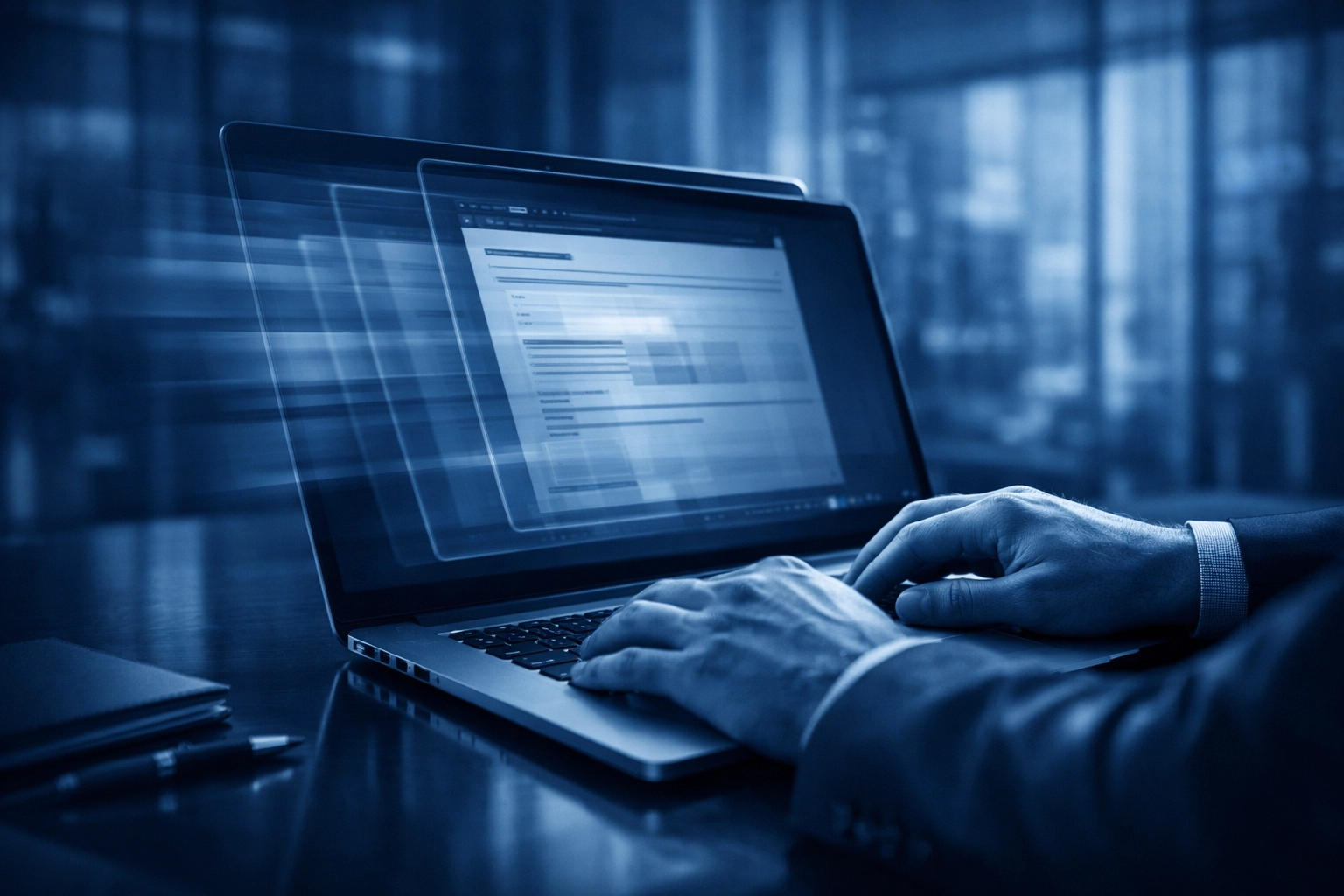 Business professional using Google Drive version history on a laptop to track file changes and collaborate.