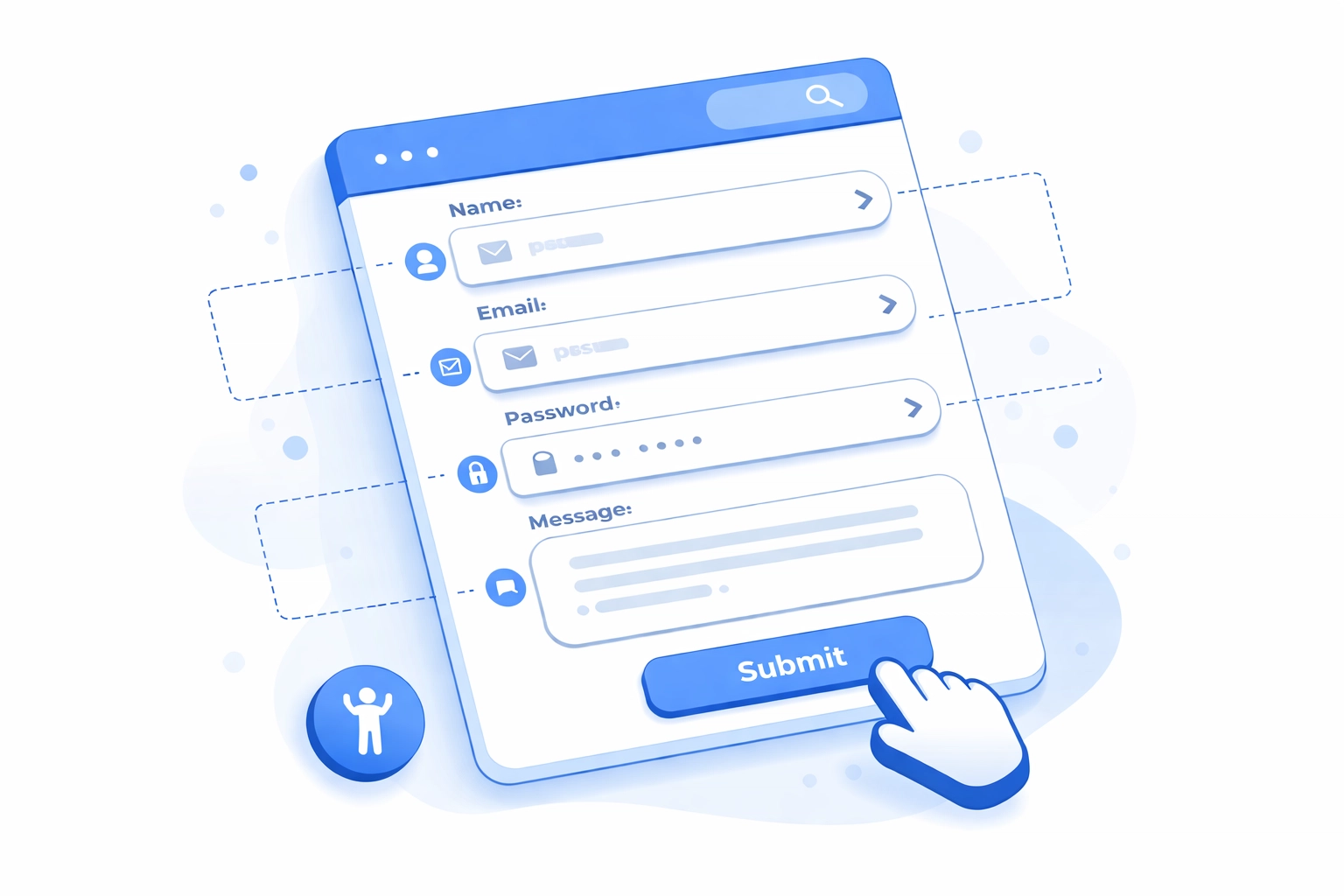 Modern illustration of an accessible web form with clear labels and input fields