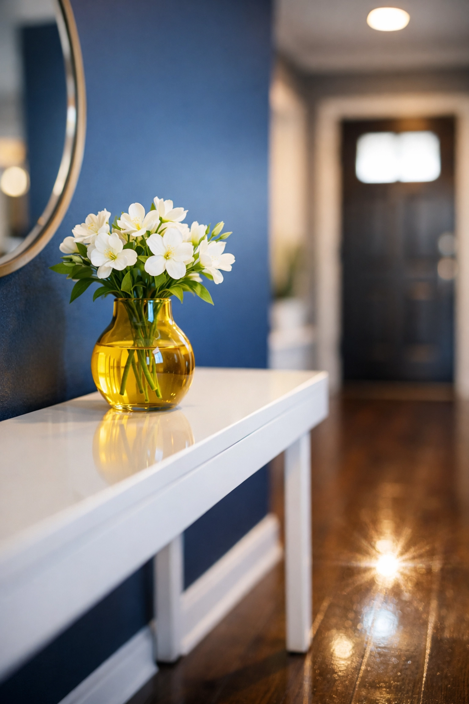 Sparkling entryway with professional dusting details from house cleaning Ashby MA.