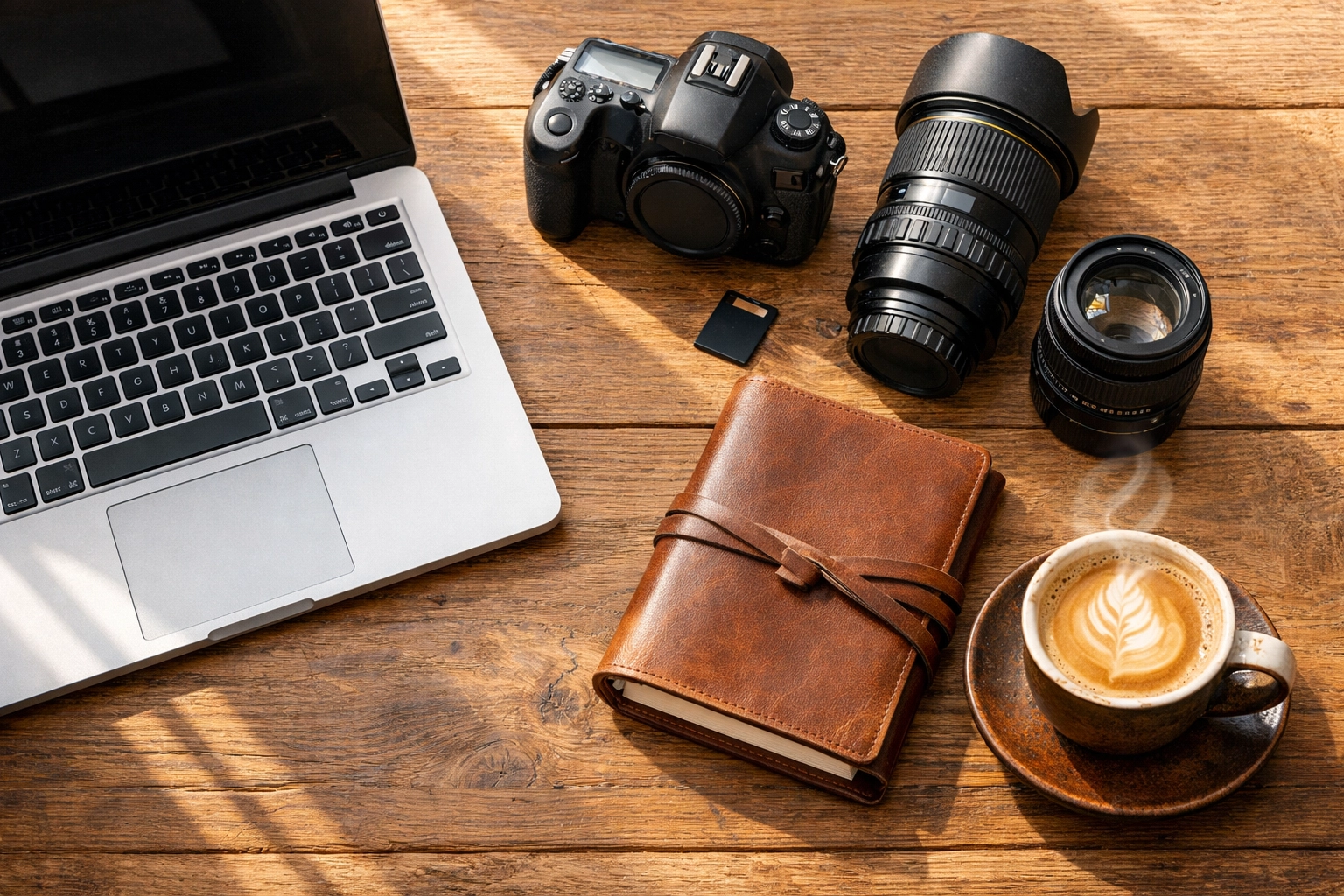 The Ultimate Guide to ProShoot.io: Everything You Need to Succeed in the New Photo Economy 2 Photographer workspace with a laptop and camera gear, perfect for managing online bookings.