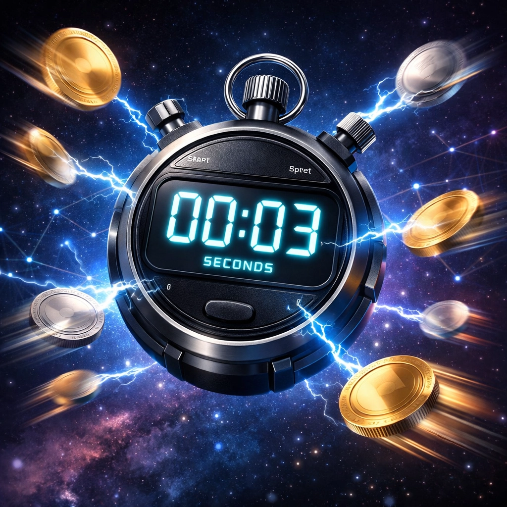 Fast crypto transaction speed visualization showing instant LUSD stablecoin payments