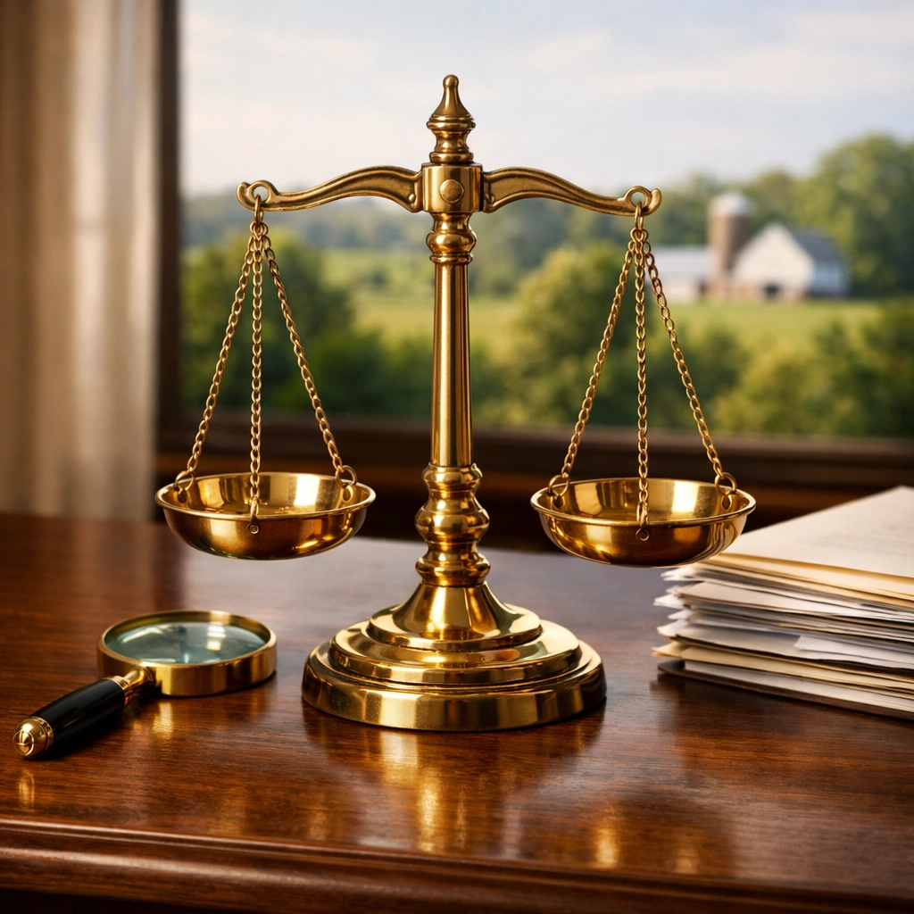 Scales of justice on a desk providing legal clarity on Indiana marijuana possession rules.