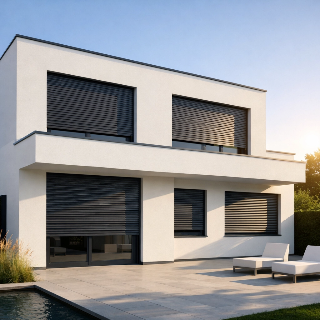 Aluminium Rollladen Wien an einer Hausfassade für Sicherheit und Verdunkelung.