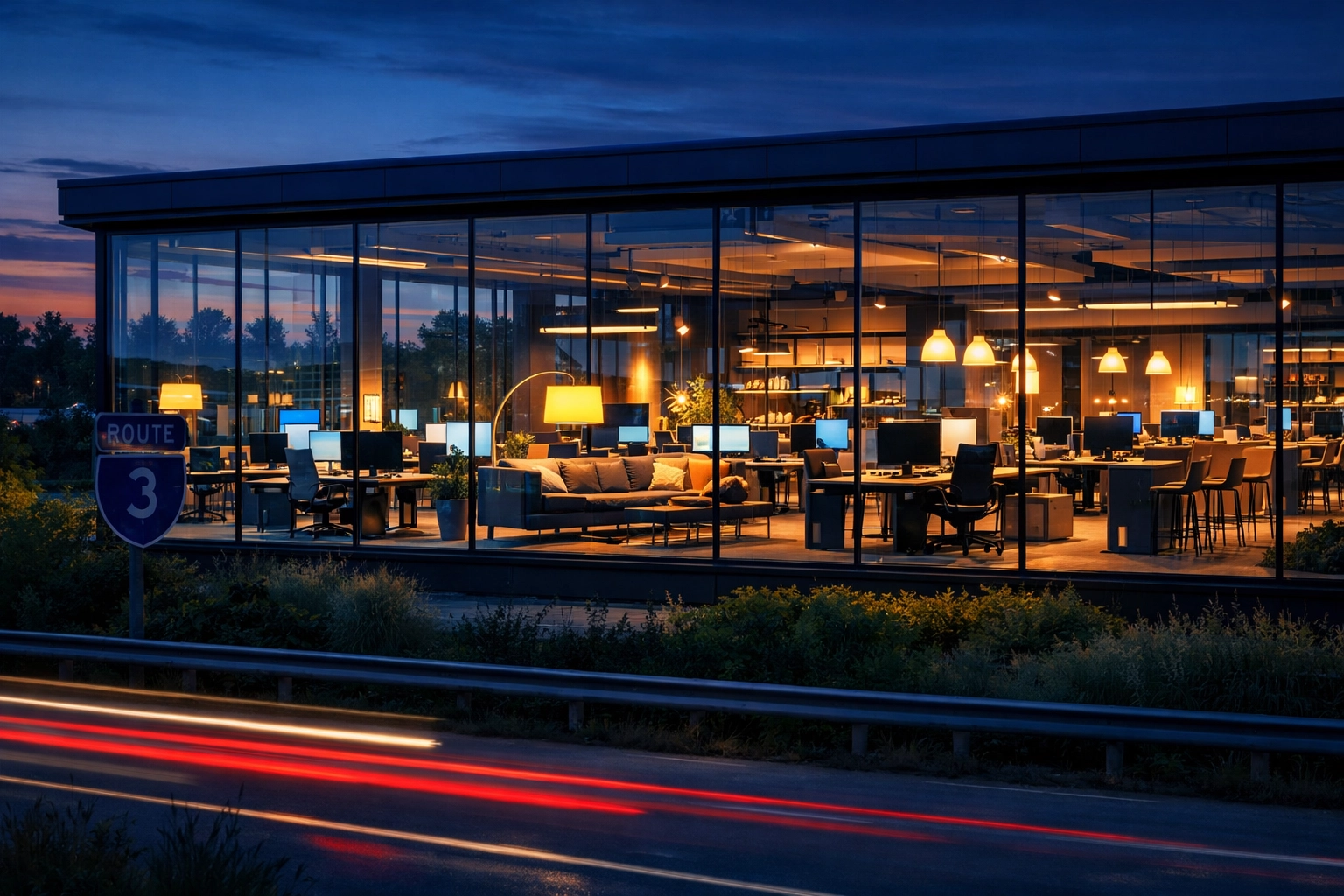 Spotless high-tech collaborative workspace in Chelmsford along the Route 3 corridor after professional cleaning.
