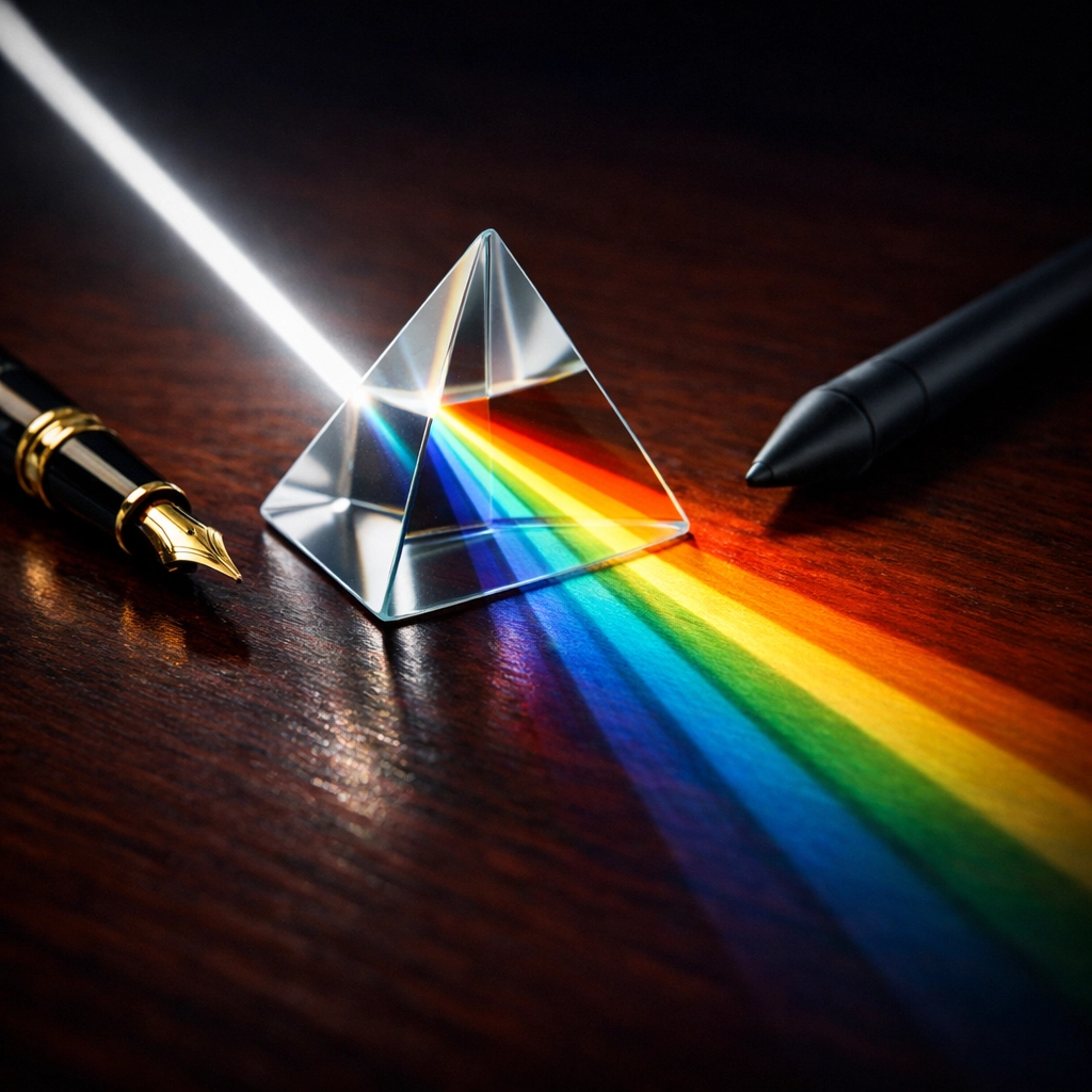 Prism dispersing light representing high informational density and authority for local search content.
