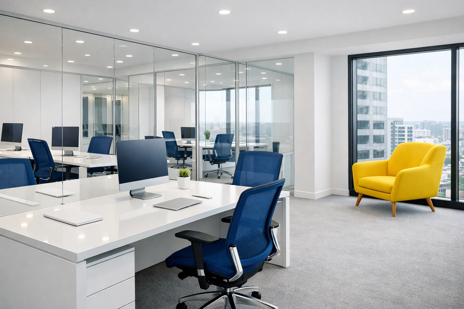 Clean and organized modern office space highlighting professional commercial cleaning in Westford.