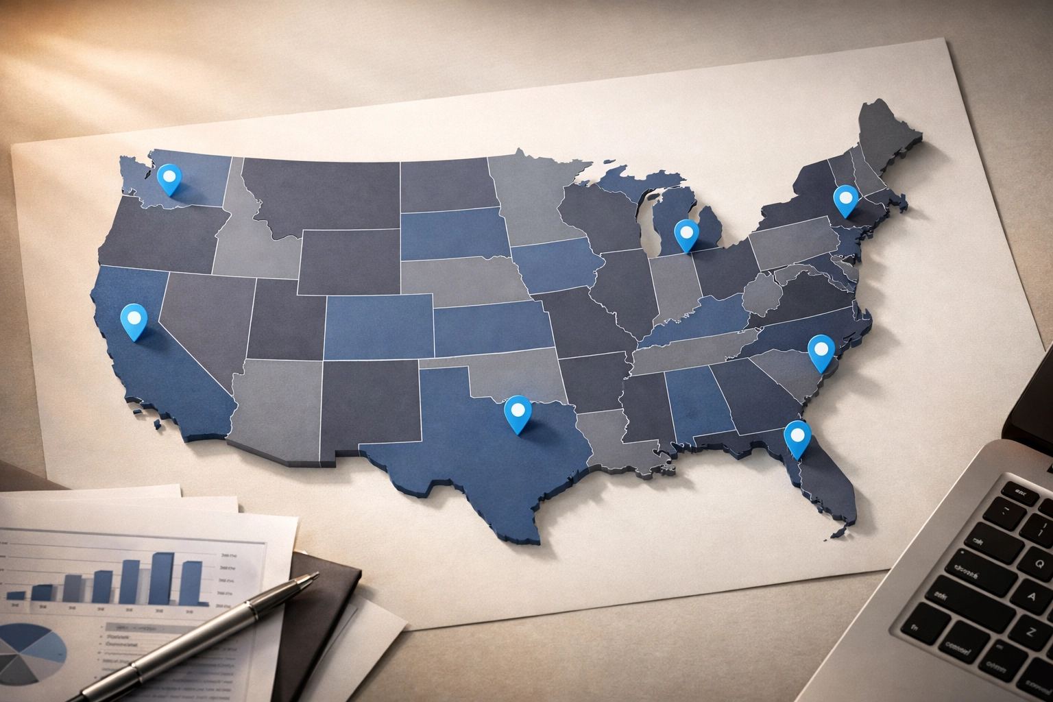 United States map highlighting state-specific S-Corp payroll compliance requirements