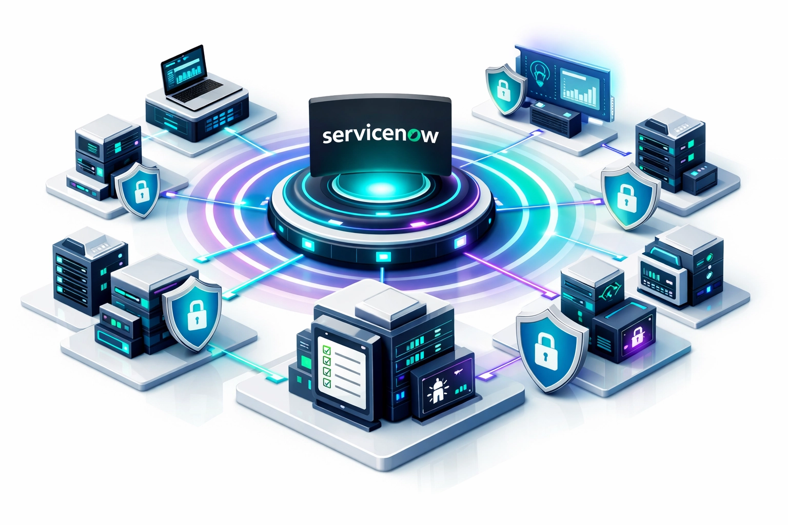 ServiceNow ITAM platform architecture with continuous security monitoring for DORA compliance