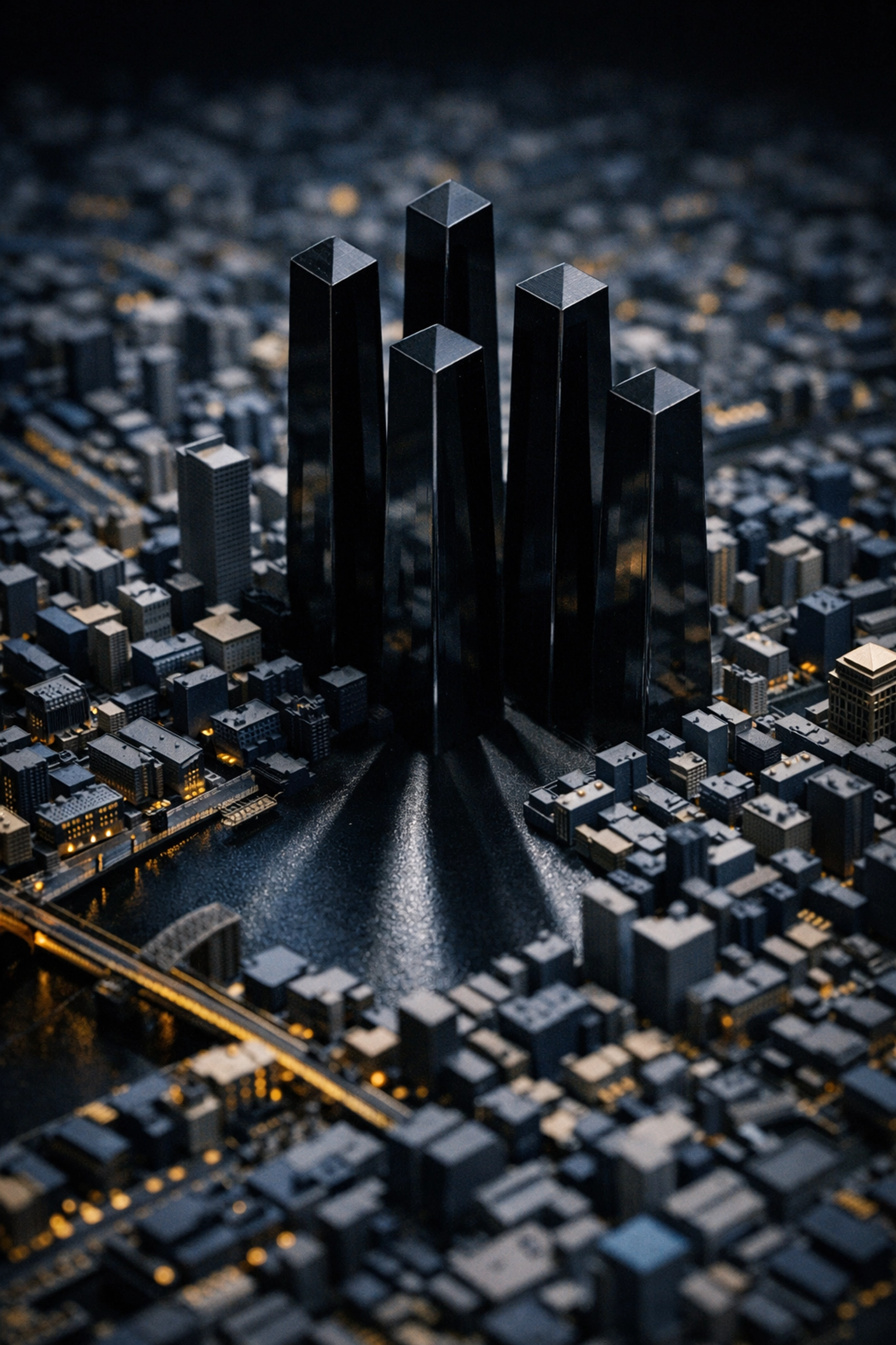 Architectural model representing concentration risk and the imbalance of a heavily concentrated investment market.