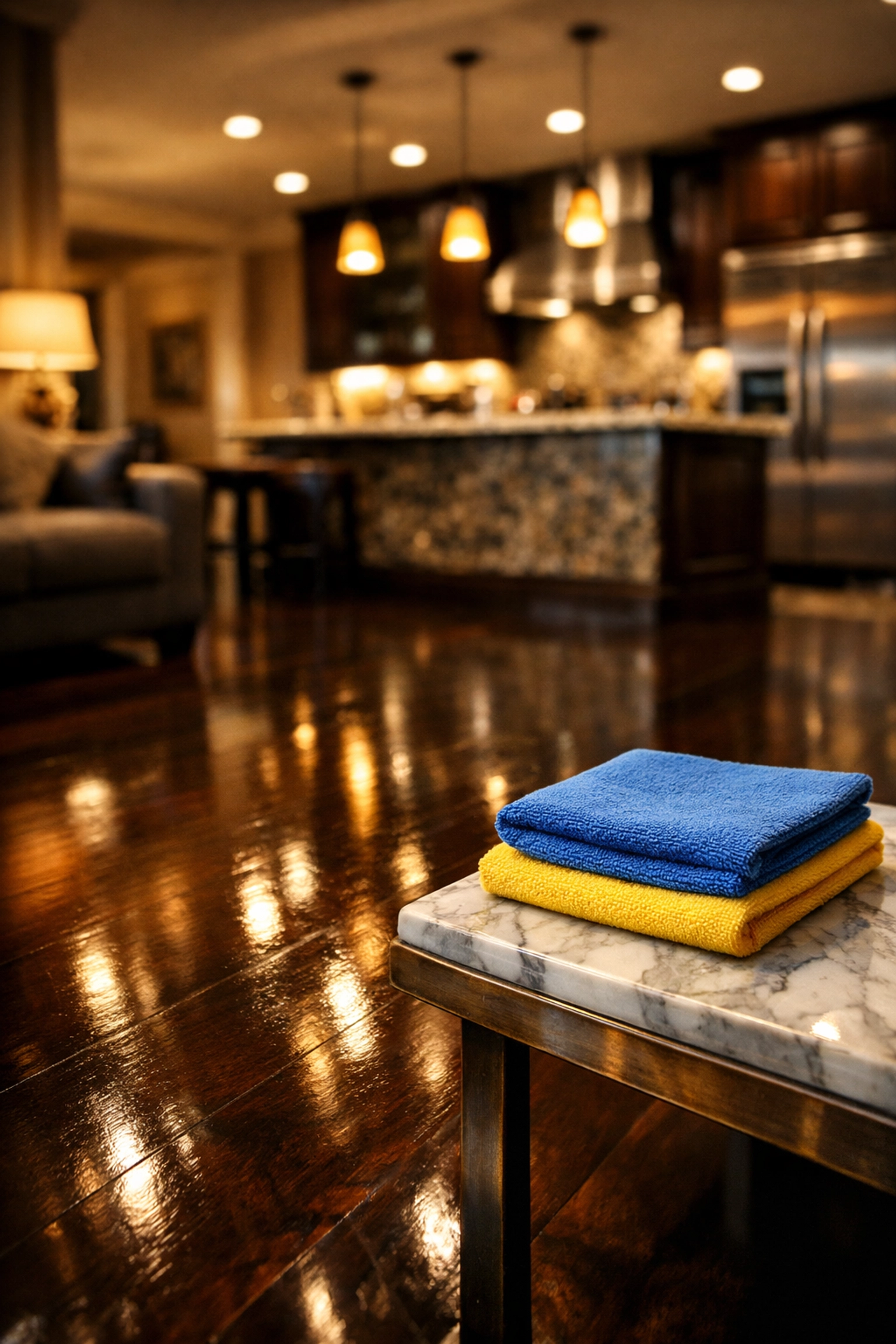 Polished dark hardwood floors and clean interiors provided by professional cleaners Westborough MA.