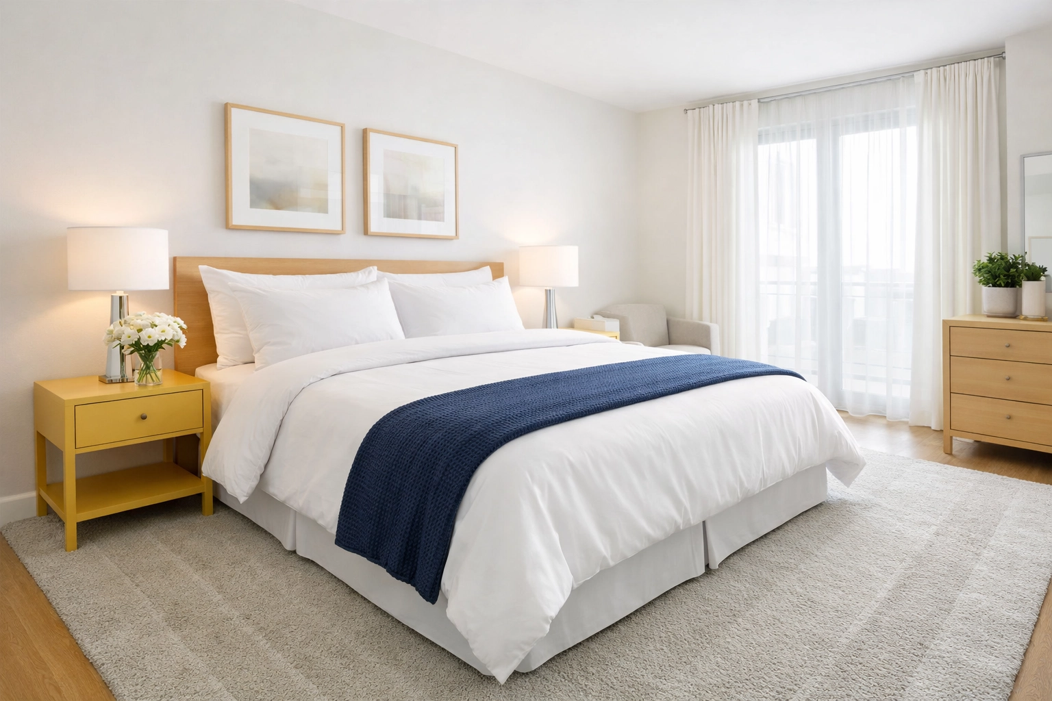 Clean and guest-ready bedroom showcasing weekly house cleaning Leominster MA service quality.