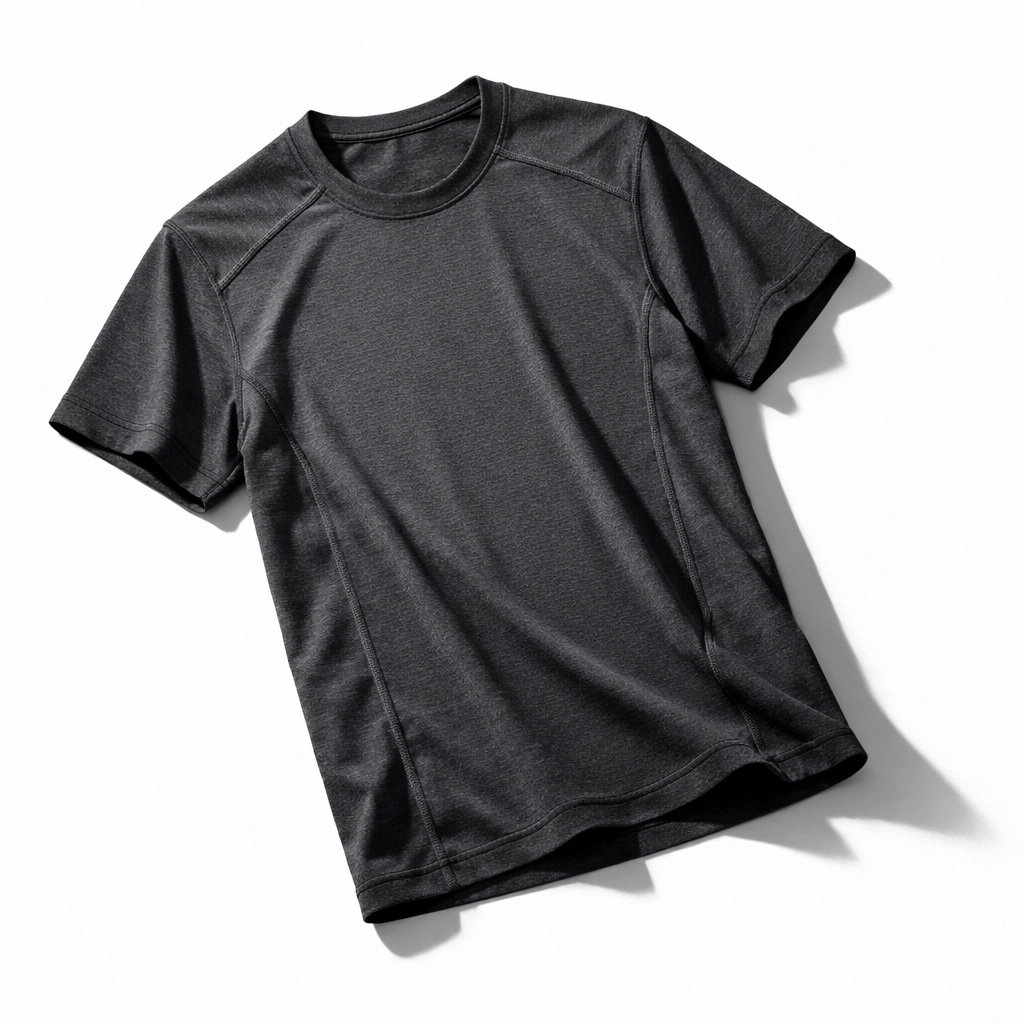 High-quality tactical fitness shirt showing reinforced stitching and durable construction