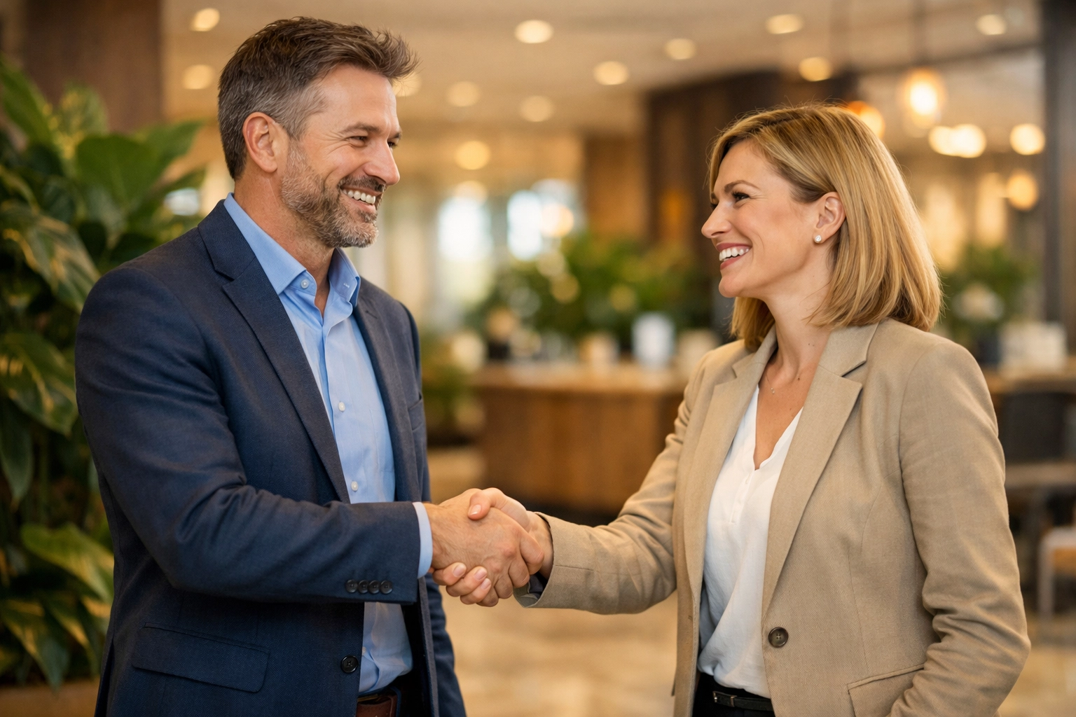 ServiceNow implementation partner shaking hands with a client to begin a license audit and ITAM journey.