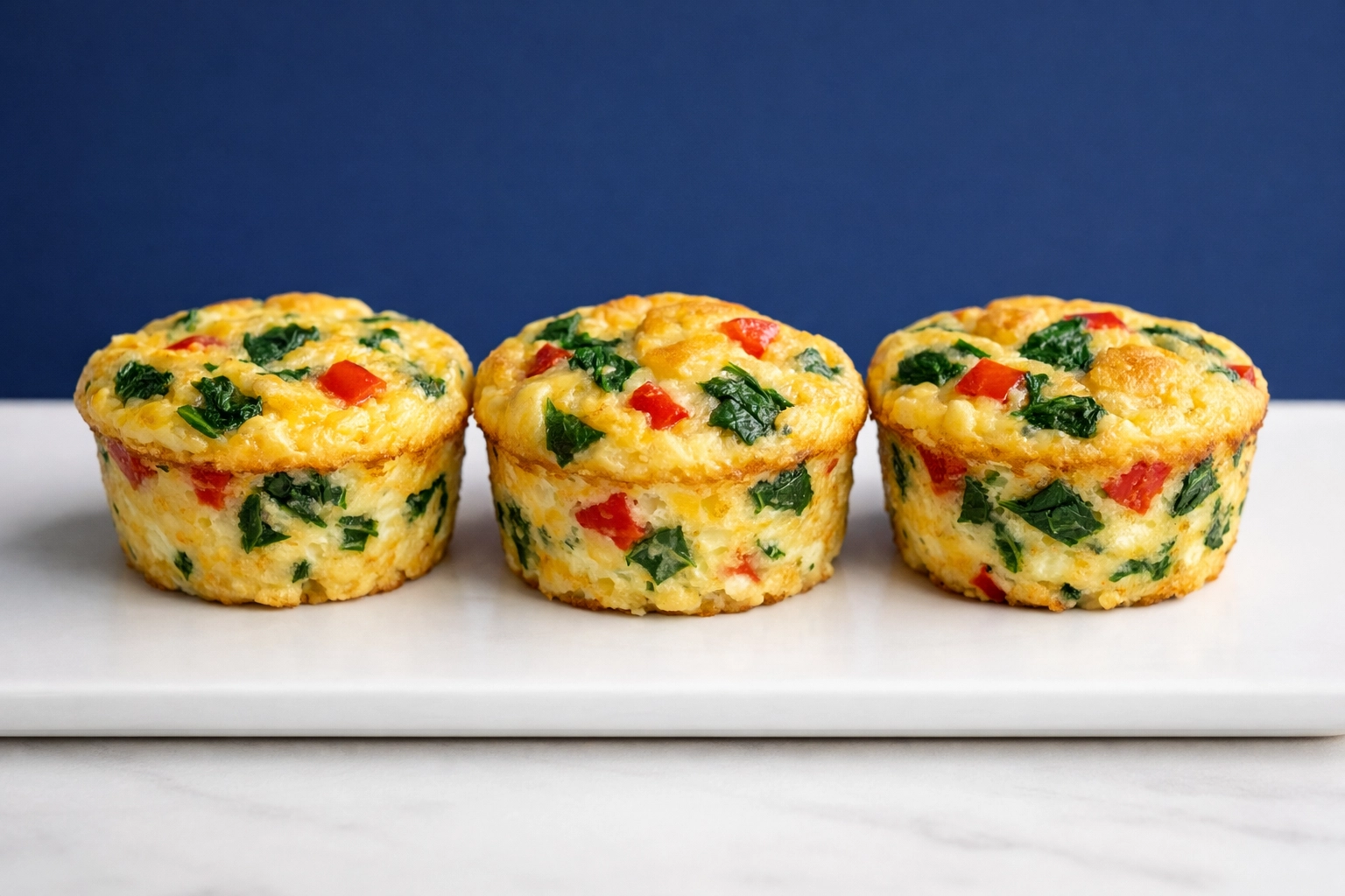 Savory egg muffin cups with spinach and peppers, a high-protein snack for post-training muscle repair.