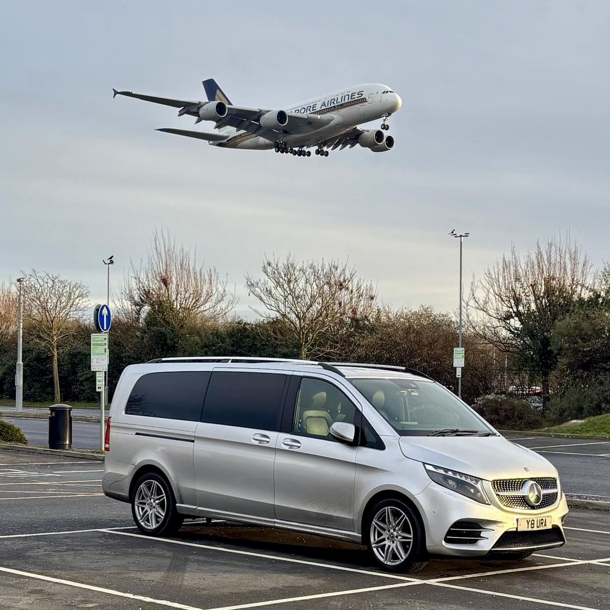Luxury Mercedes-Benz Chauffeur Vehicle at Airport