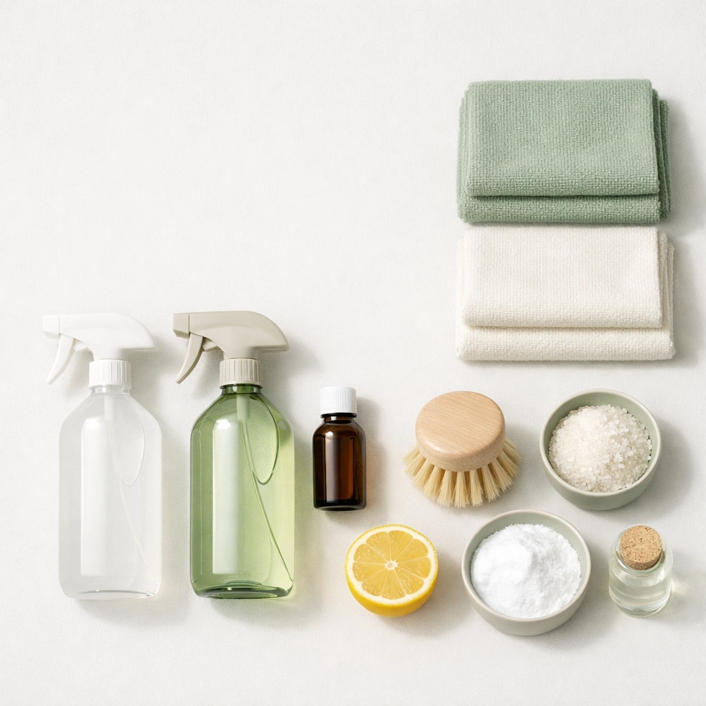 Professional cleaning supplies and eco-friendly products for end of tenancy cleaning