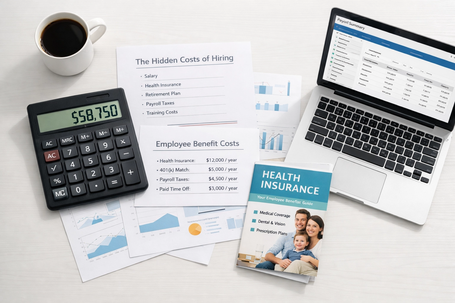 Hidden costs of hiring in-house bookkeeper including benefits, payroll taxes, and office expenses