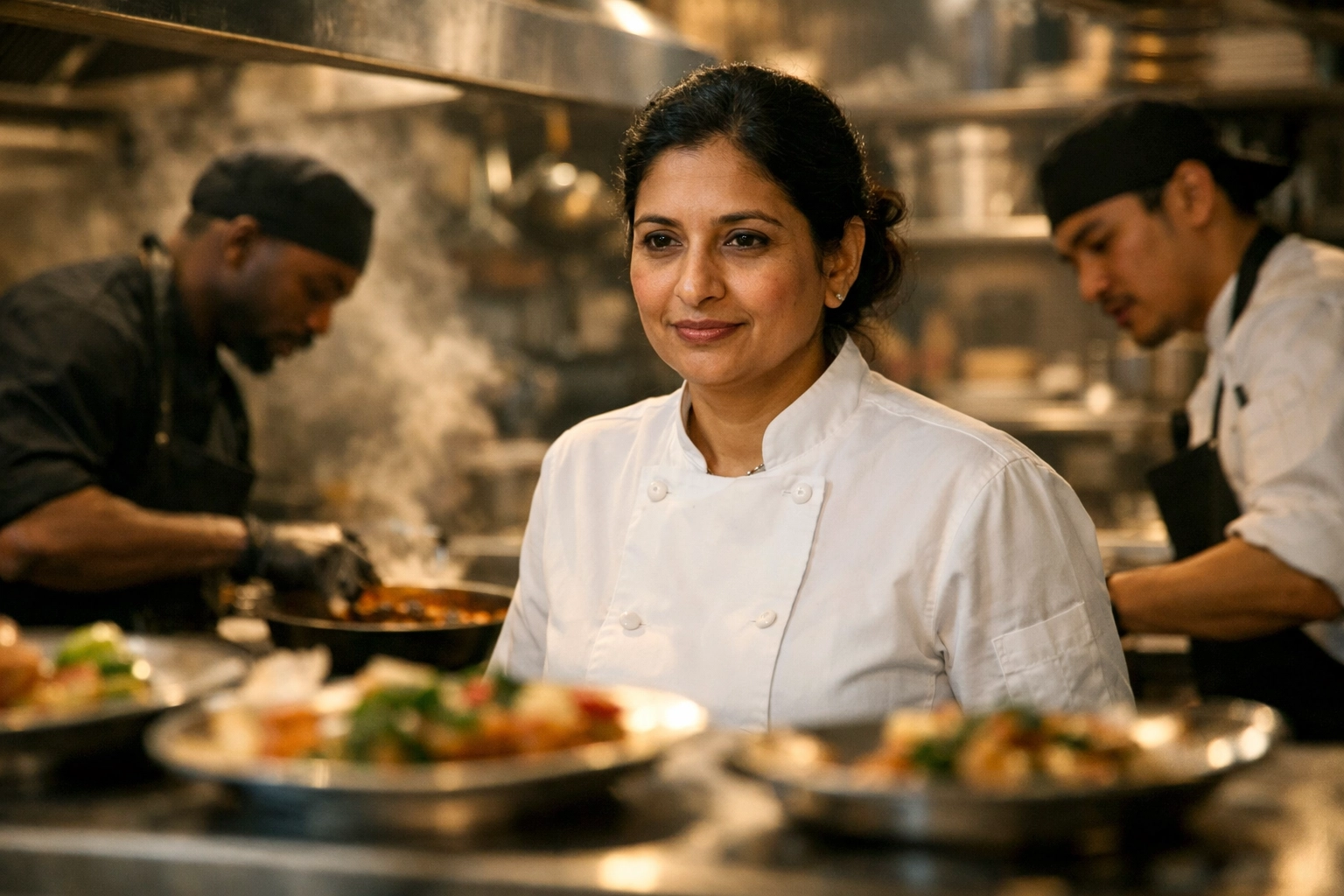 Professional kitchen team demonstrating efficient hospitality operations and modern restaurant management.