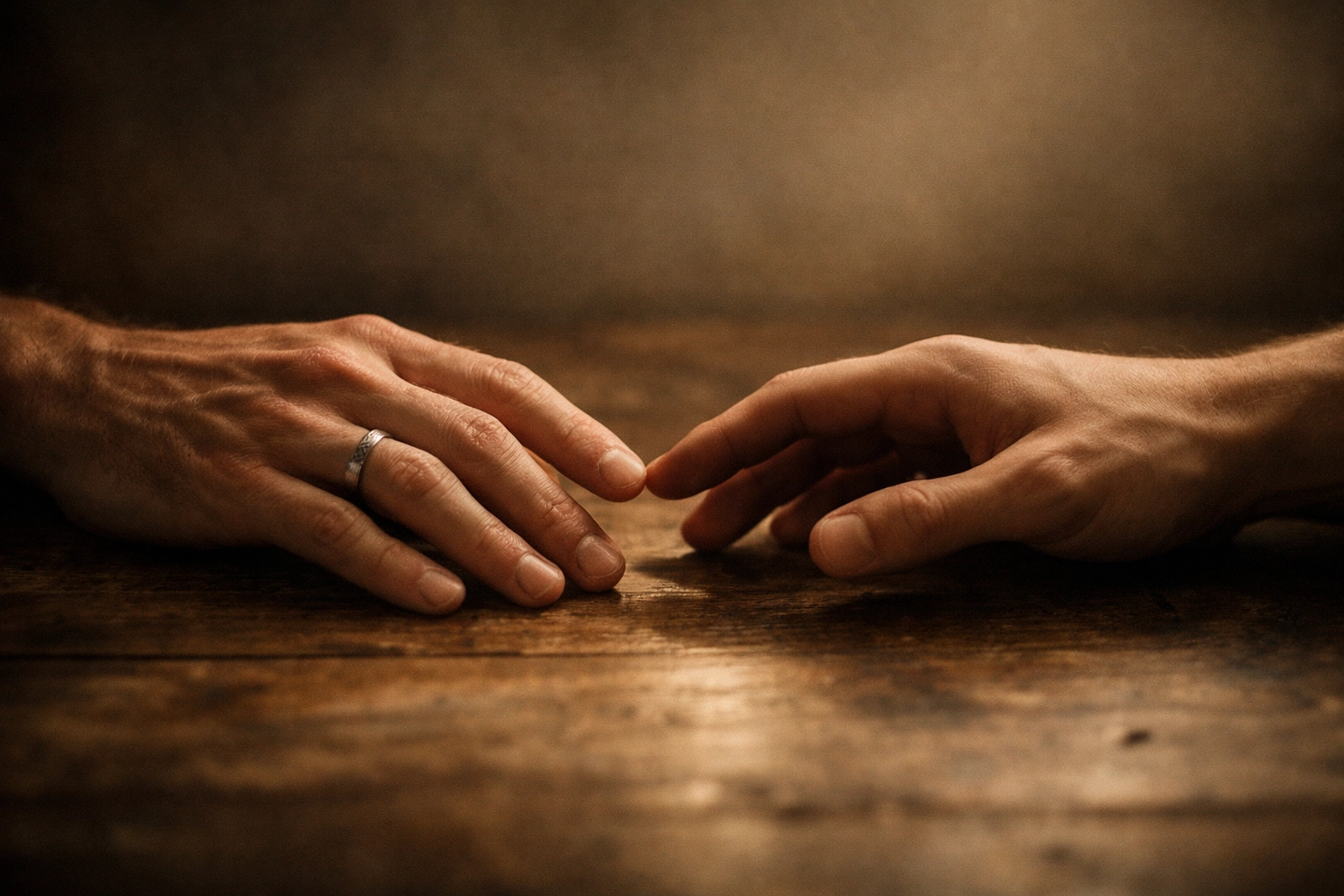 Married bisexual man's hand reaching toward connection, symbolizing hidden identity and desire for intimacy