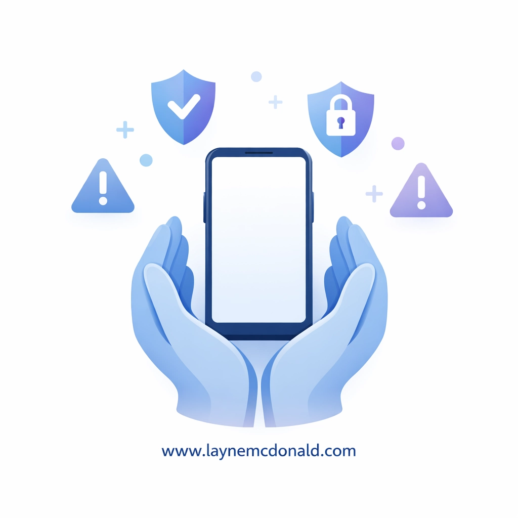 Smartphone protected by parental monitoring with shield icons representing digital safety for families