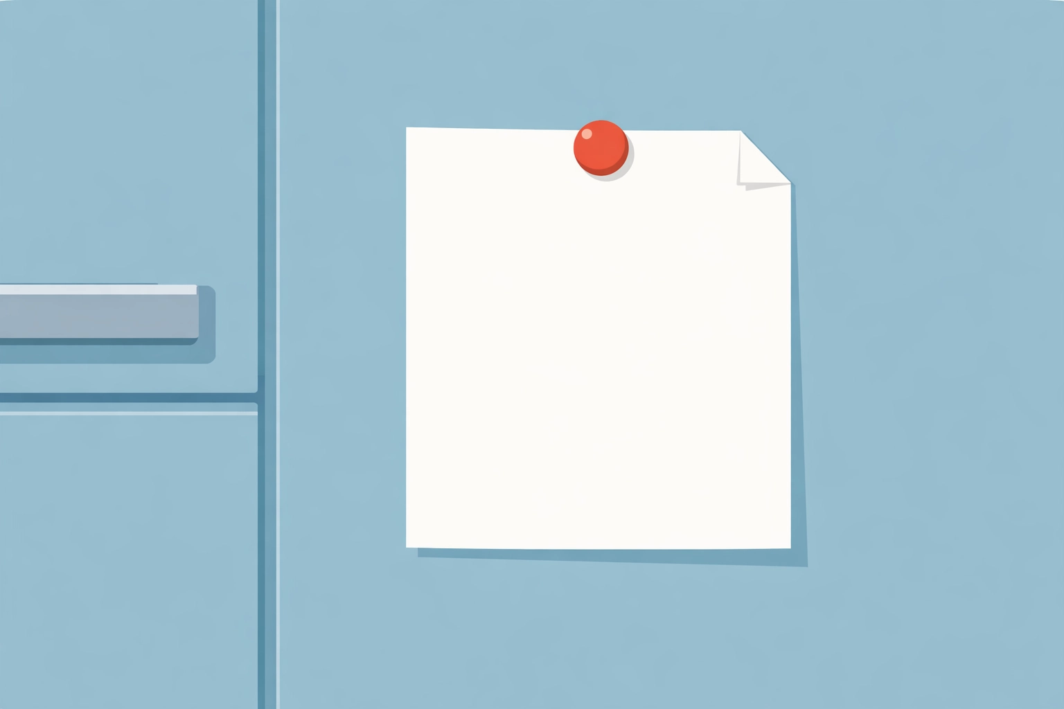 Minimalist vector illustration of a blank agreement page on a fridge with a magnet