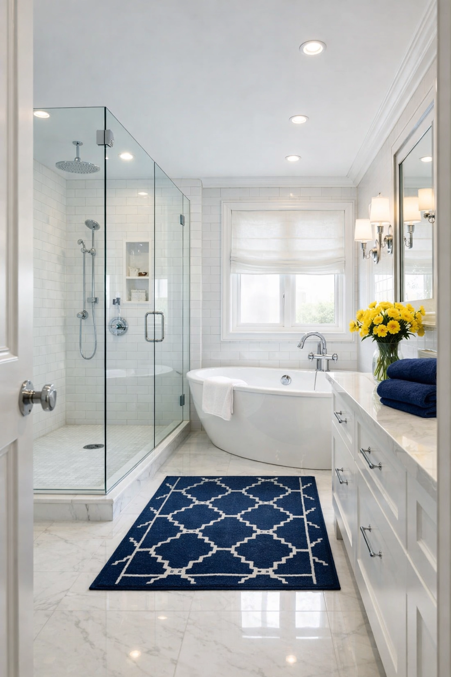 A sparkling clean master bathroom in Acton MA finished using eco-friendly residential cleaning techniques.