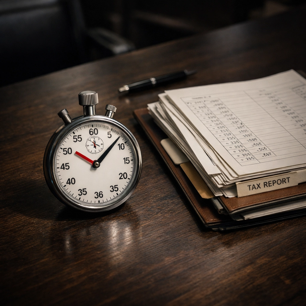 Vintage stopwatch and financial documents symbolizing the urgent need for a retirement tax extraction strategy.