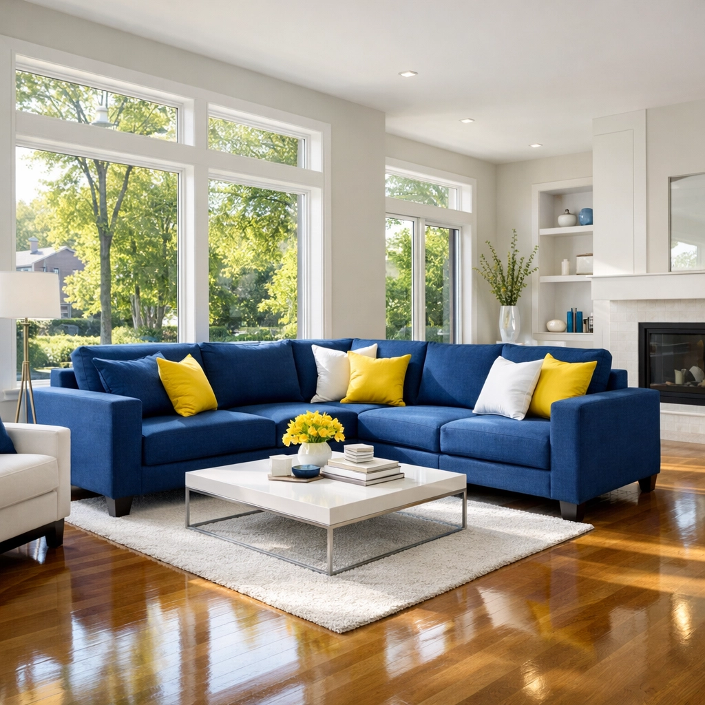 Spotless Waltham living room after a professional weekly house cleaning service.