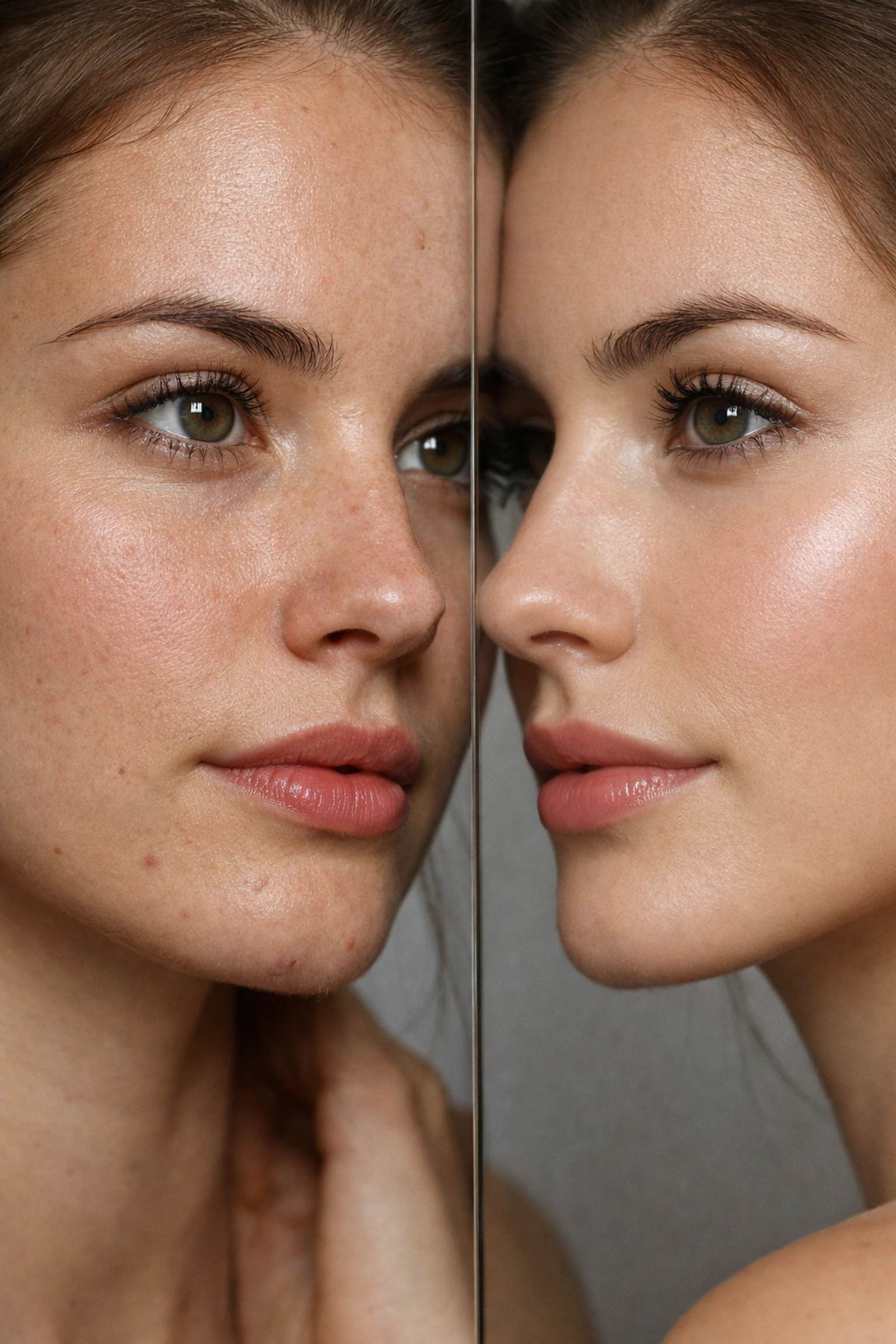 Retouching skin and eyes with Luminar in professional portrait photography techniques.