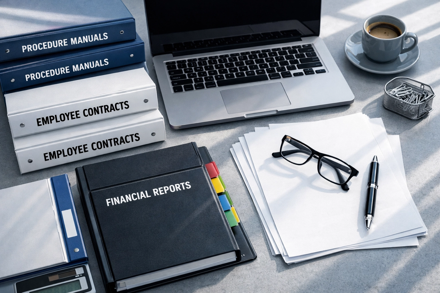 Organized business documentation and procedure manuals prepared for business sale valuation