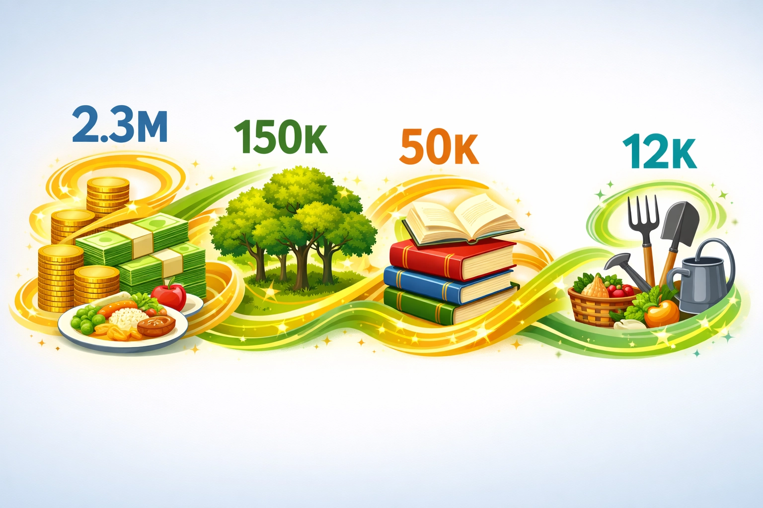 Cryptocurrency transactions transforming into real-world impact: 2.3M meals, 50K trees, 12K farmers trained