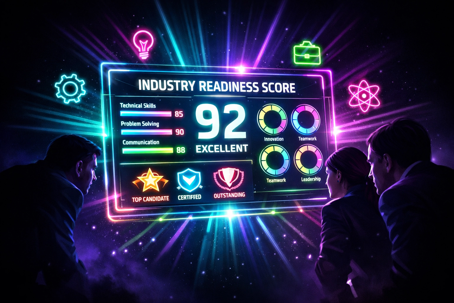Digital Industry Readiness Score certificate with skill metrics validated by AI assessment technology