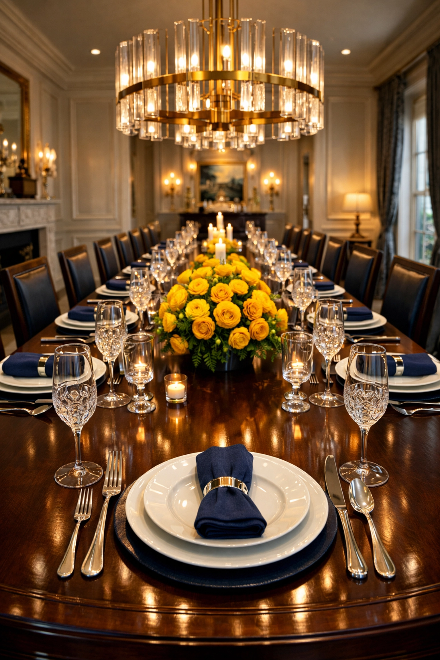 A perfectly set luxury dining room in Dover ready for guests after expert residential cleaning Massachusetts.