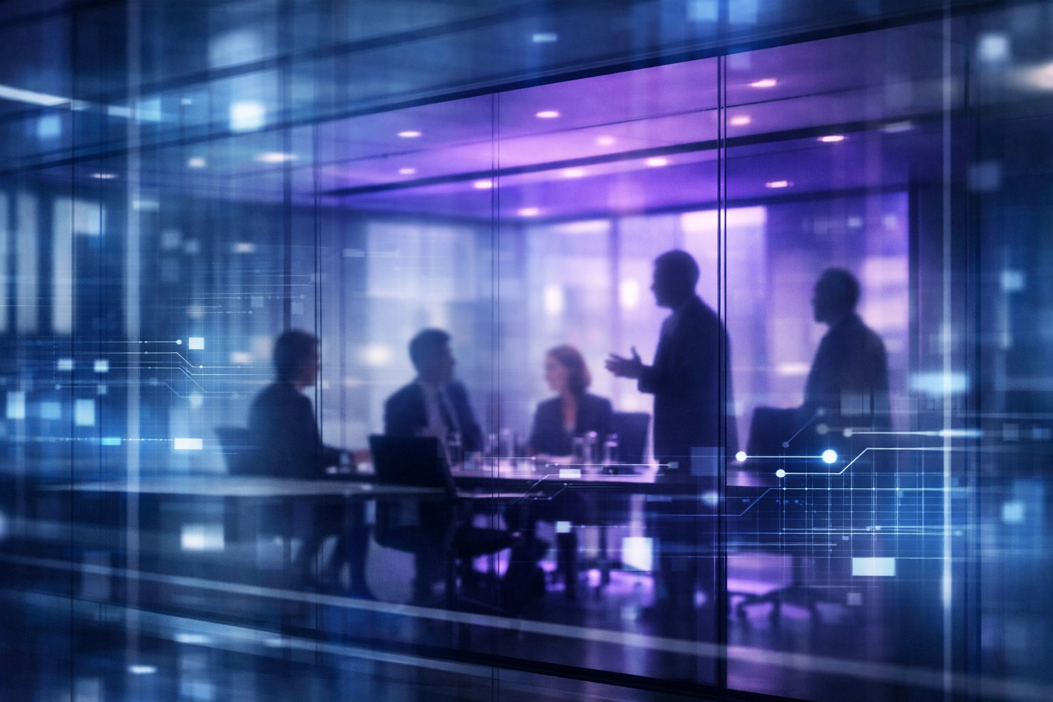 Glass conference room representing privileged communications and data security concerns for legal practices