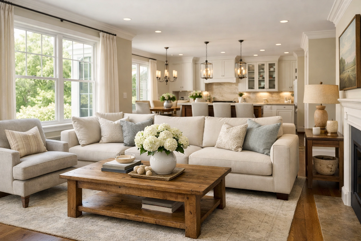 Modern staged living room in a Southport home for sale, perfect for the Indianapolis real estate market.