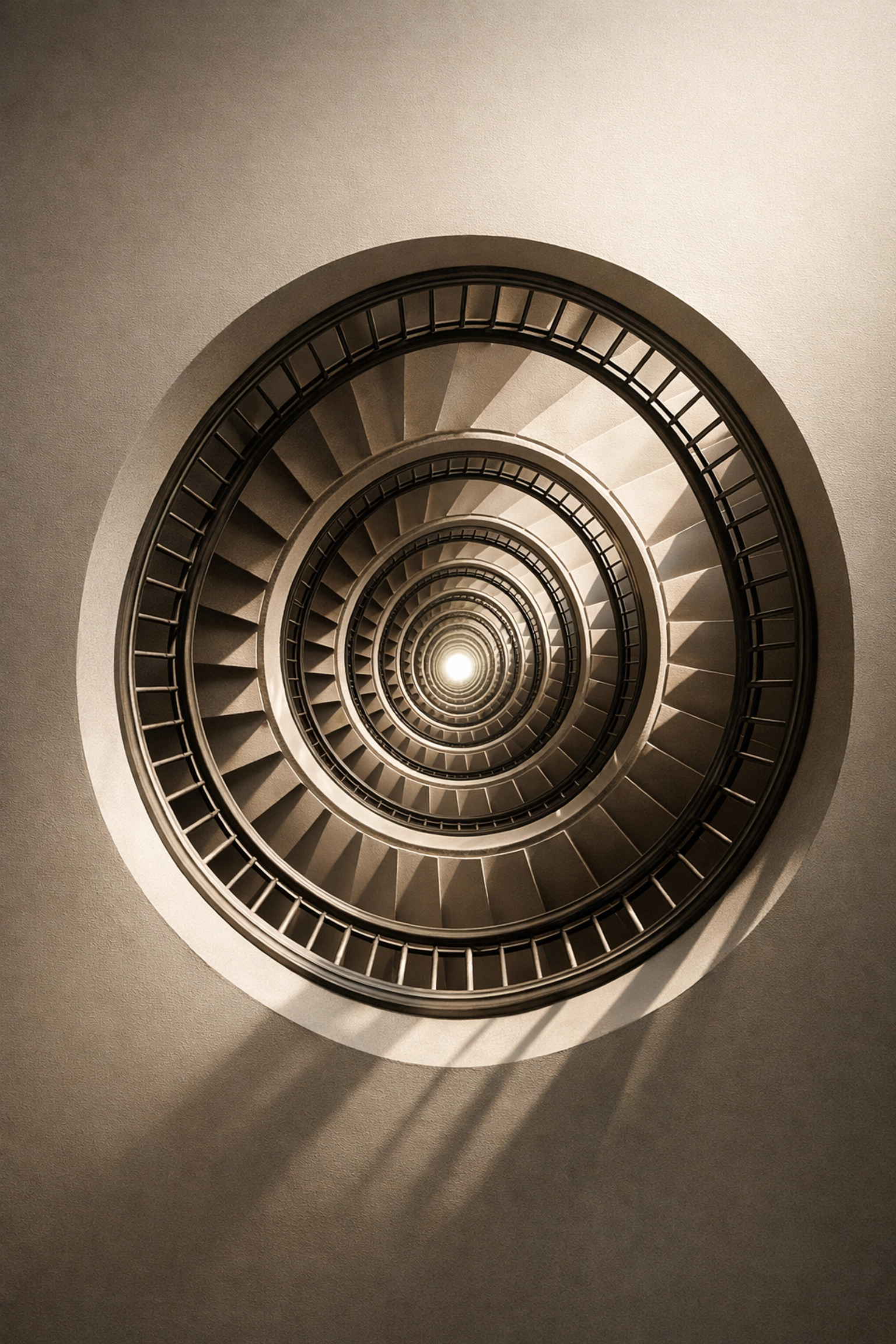 Spiral staircase representing how executive success creates increasingly complex decision layers
