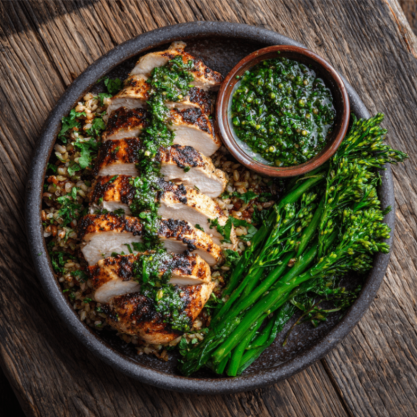 Grilled Chicken Breast with Herb Sauce