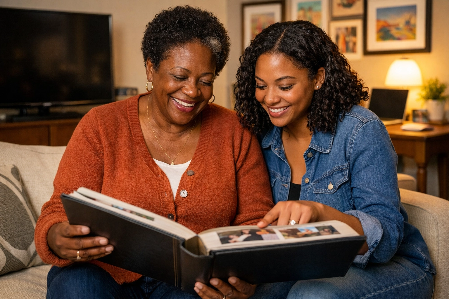 Multi-generational Black family in their South Jersey home, showing the value of protecting personal belongings.