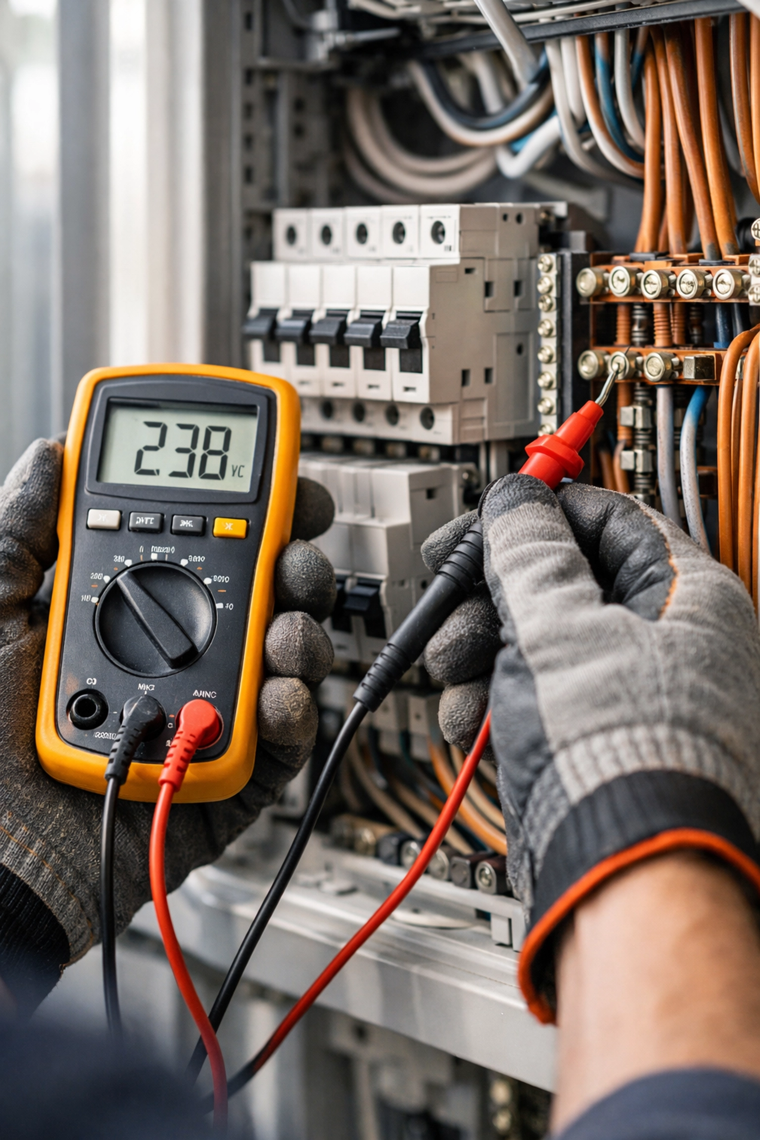 Licensed electrician testing electrical panel for safe EV charger installation